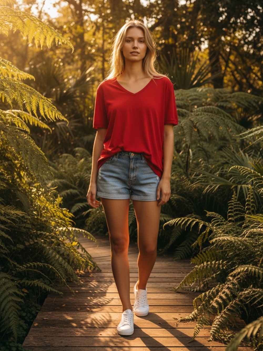 Source Unknown Red V-Neck Tee